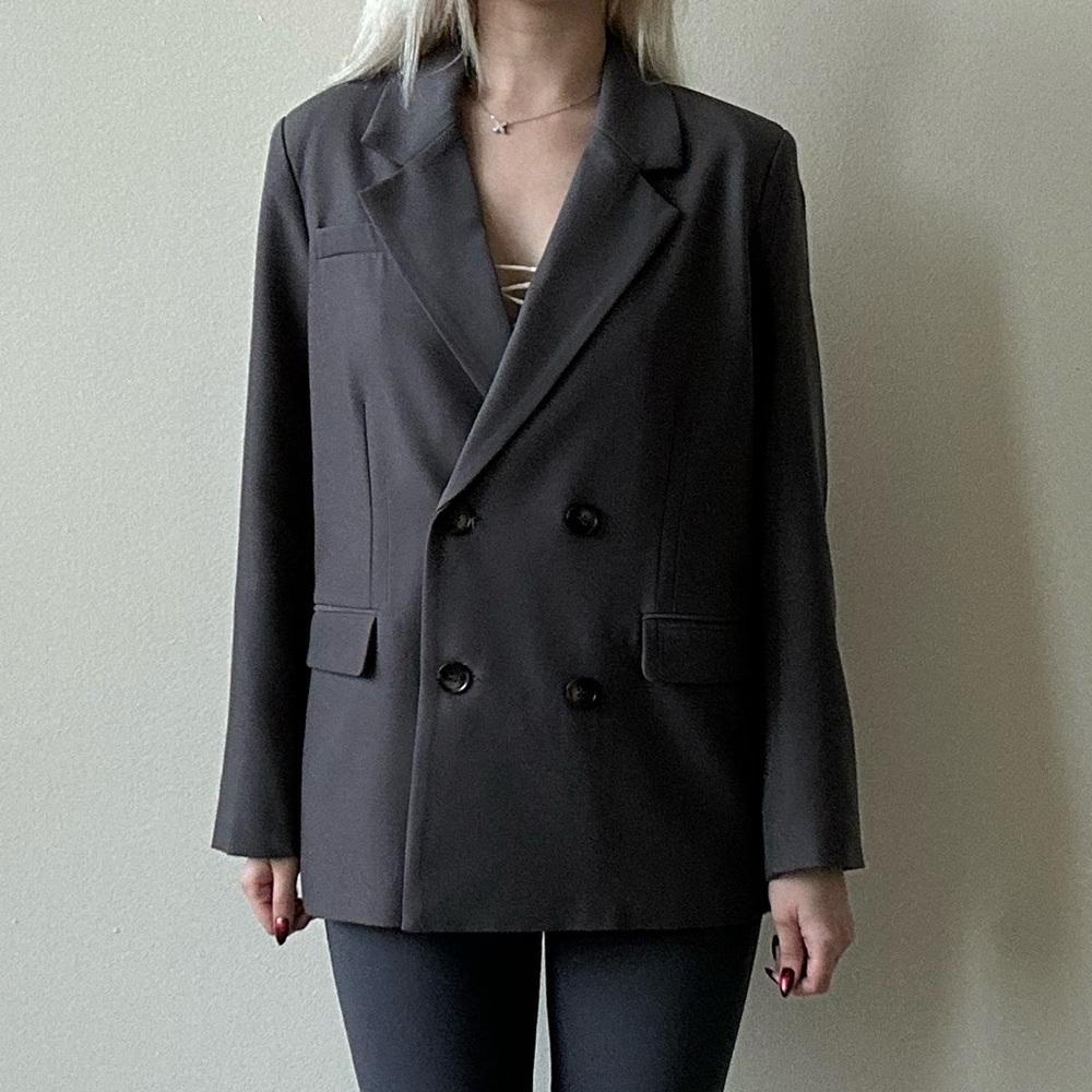 Gray Double Breasted Blazer NA-KD